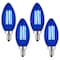Luxrite B11 LED Blue Light Bulbs 4.5W 40W Equivalent Colored Glass E12 Candelabra Base, 4PK LR21743-4PK - alternate 1